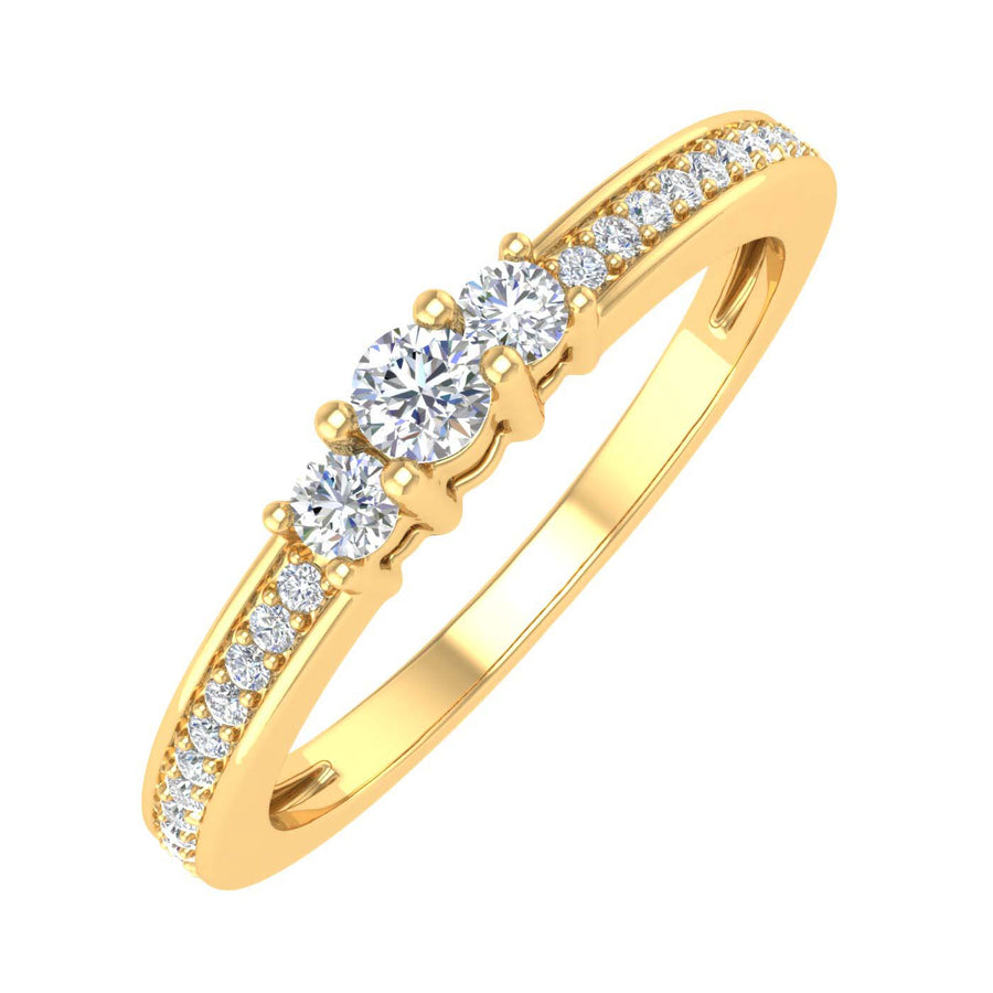 Gold 3-Stone Diamond Engagement Ring (0.22 Carat)