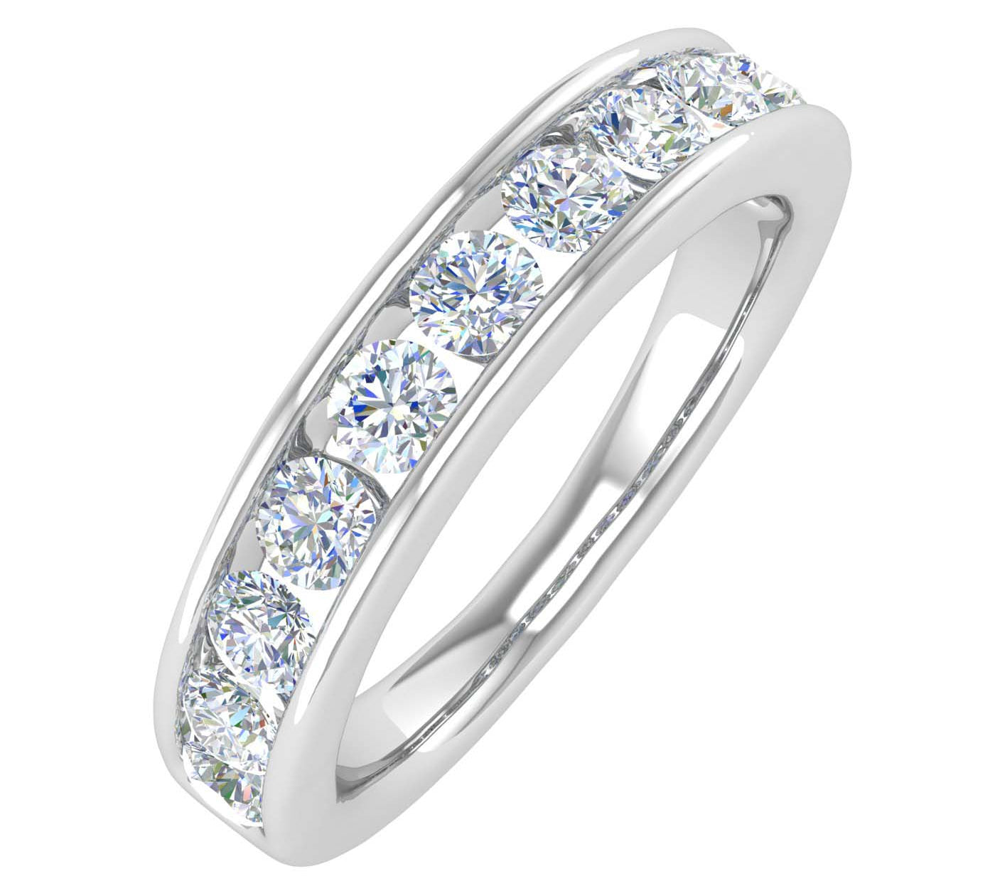 1 Carat Diamond Wedding Band Ring in White Gold - IGI Certified
