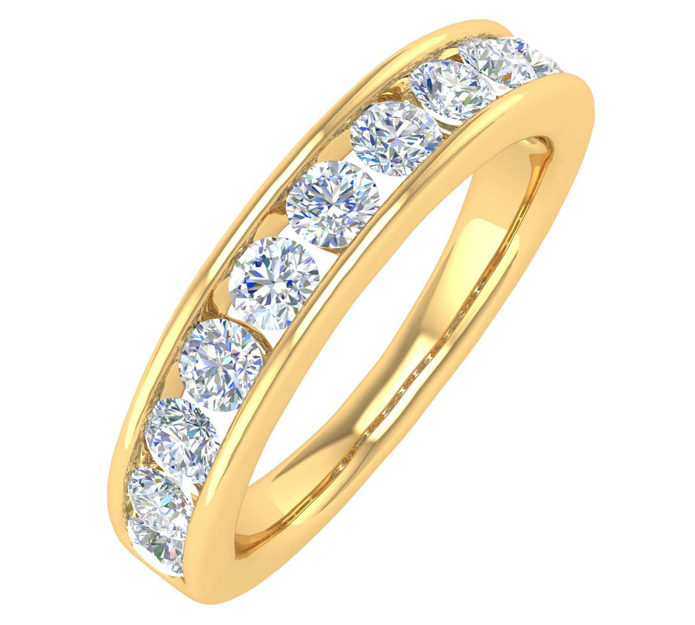 1 Carat Diamond Wedding Band Ring in Gold - IGI Certified