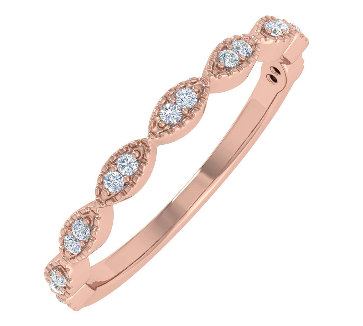 1/10 Carat (ctw) Gold Diamond Ladies Swirl Stackable Anniversary Ring - IGI Certified