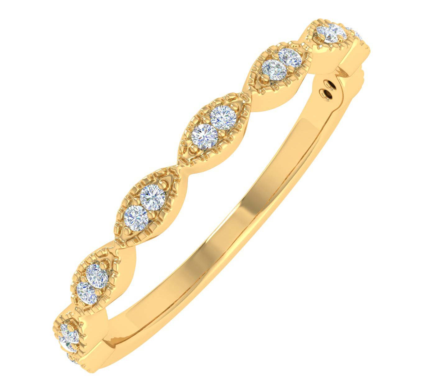 1/10 Carat (ctw) Gold Diamond Ladies Swirl Stackable Anniversary Ring - IGI Certified