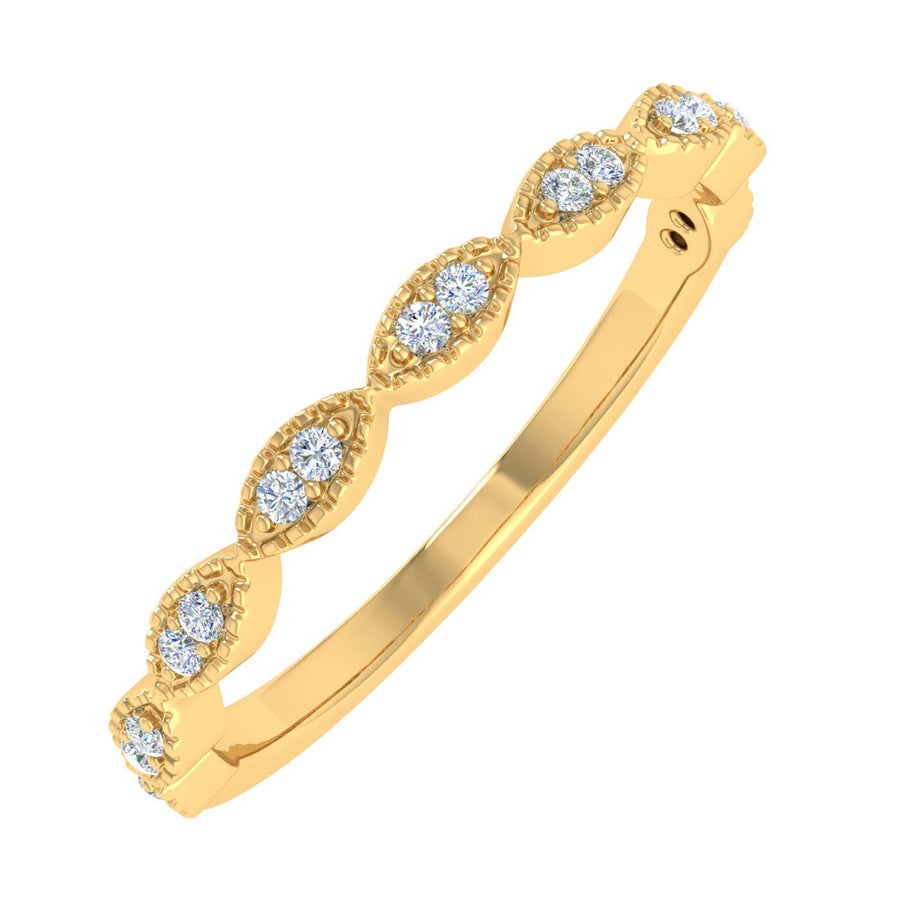 1/10 Carat (ctw) Gold Diamond Ladies Swirl Stackable Anniversary Ring - IGI Certified