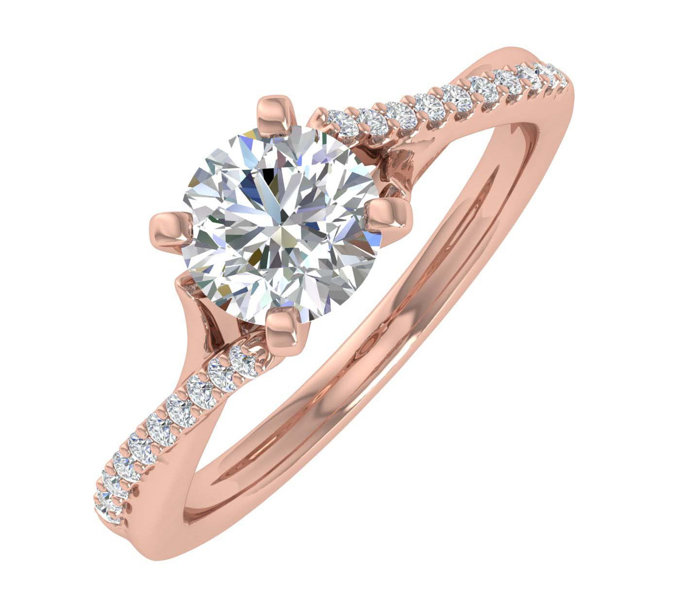 0.70 Carat Prong Set Diamond Twisted Engagement Ring in Gold - IGI Certified