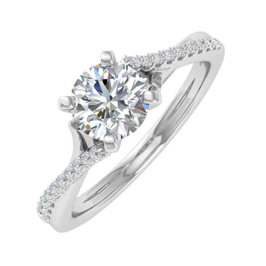 0.70 Carat Prong Set Diamond Twisted Engagement Ring in Gold - IGI Certified