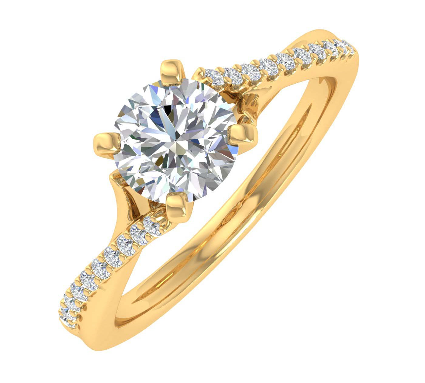 0.70 Carat Prong Set Diamond Twisted Engagement Ring in Gold