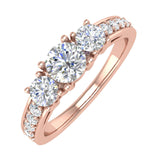 1 Carat (ctw) 3-Stone Diamond Engagement Ring in Gold - IGI Certified