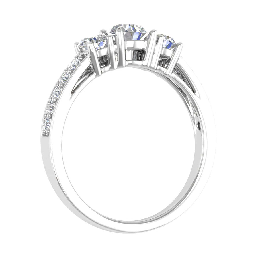 1 Carat (ctw) 3-Stone Diamond Engagement Ring in Gold - IGI Certified
