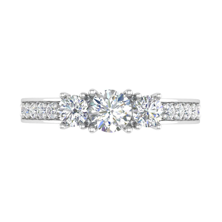 1 Carat (ctw) 3-Stone Diamond Engagement Ring in Gold - IGI Certified