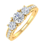 1 Carat (ctw) 3-Stone Diamond Engagement Ring in Gold - IGI Certified