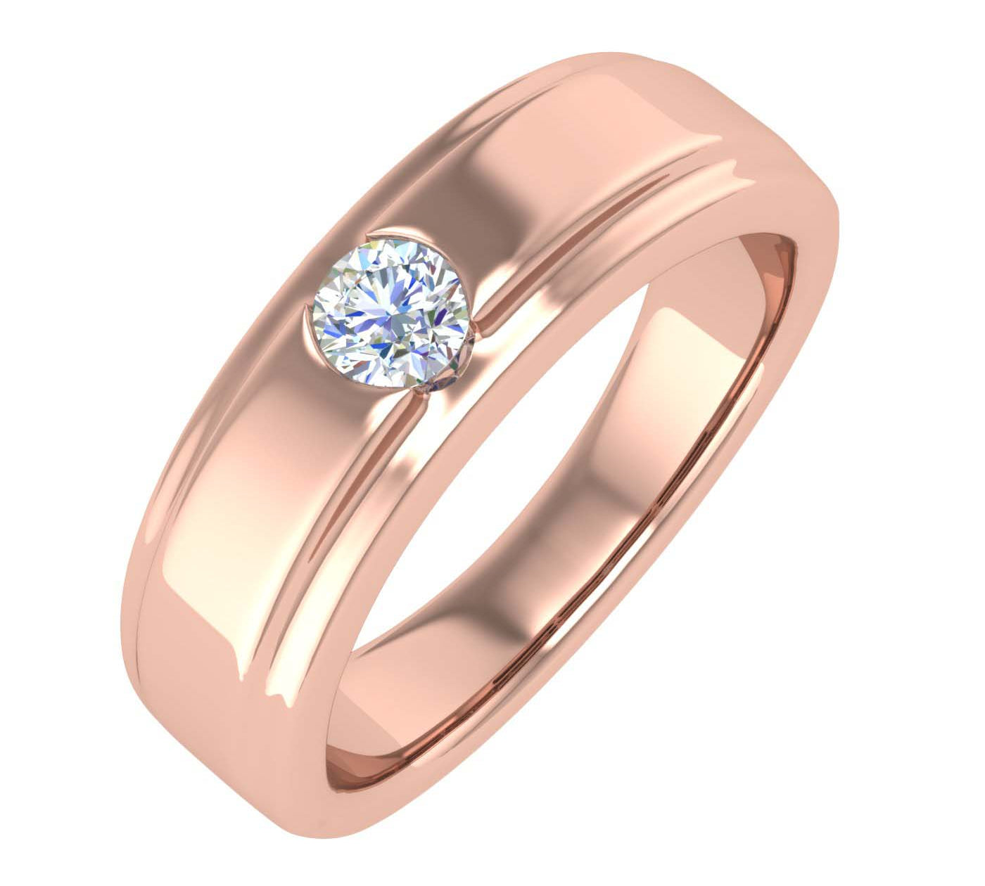 1/5 Carat Channel Set Unisex Diamond Solitaire Wedding Ring Band in Gold - IGI Certified