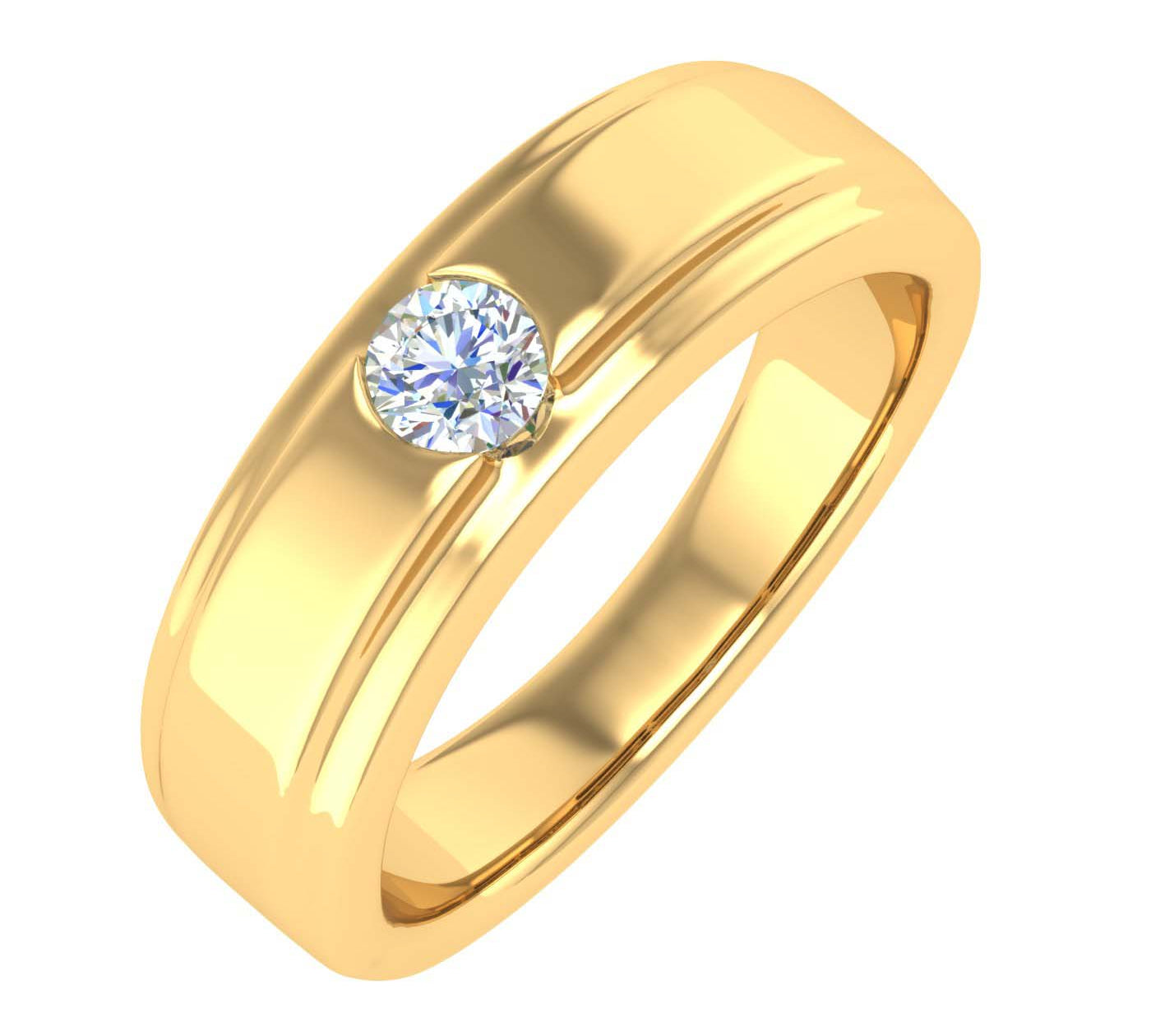1/5 Carat Channel Set Unisex Diamond Solitaire Wedding Ring Band in Gold - IGI Certified