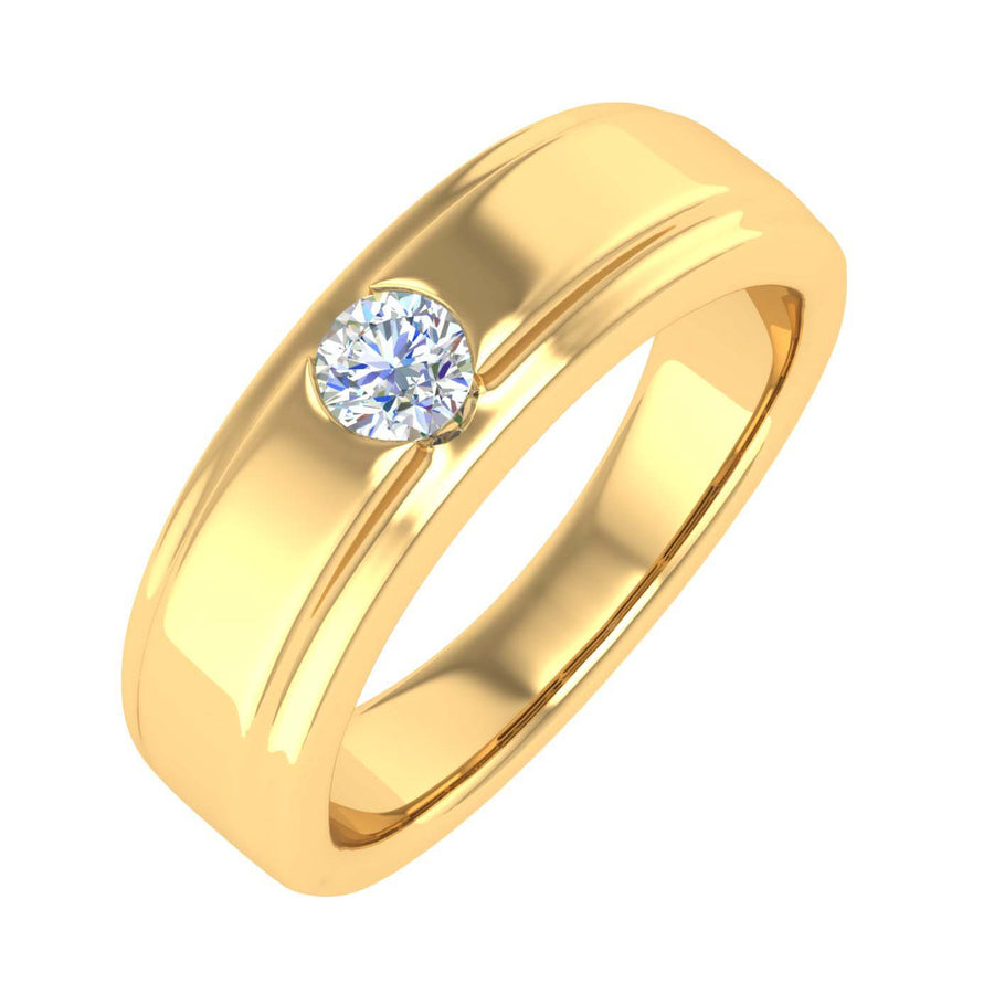 1/5 Carat Channel Set Unisex Diamond Solitaire Wedding Ring Band in Gold - IGI Certified