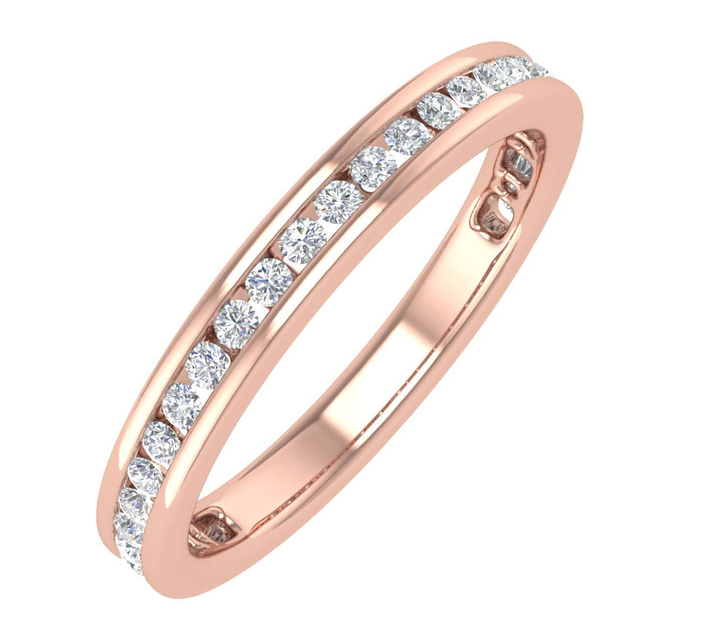 1/3 Carat Channel Set Diamond Gold Wedding Band Ring in Gold - IGI Certified