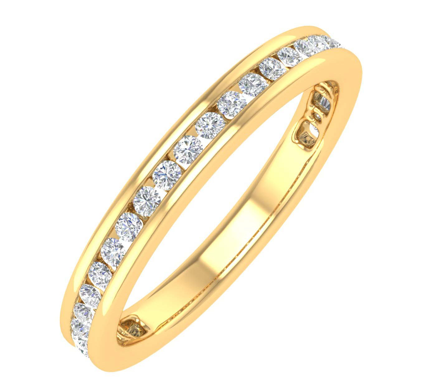 1/3 Carat Channel Set Diamond Gold Wedding Band Ring in Gold - IGI Certified