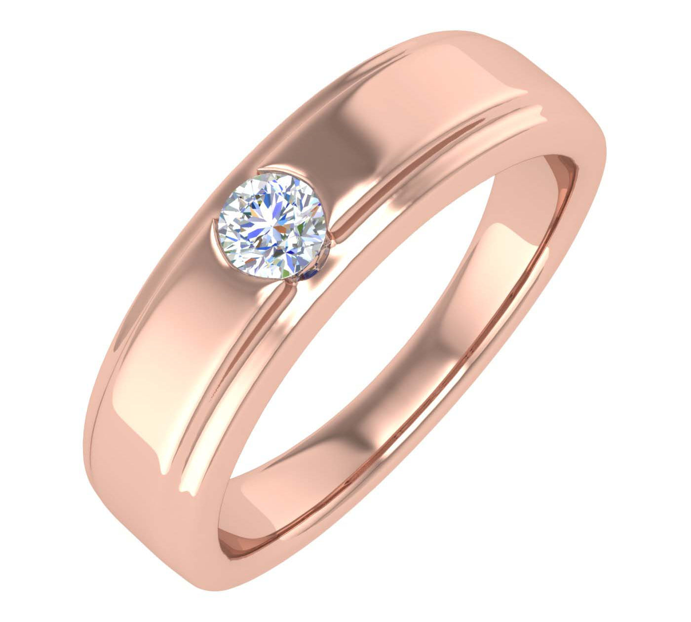 Gold Channel Set Diamond Solitaire Wedding Band Ring (0.18 Carat) - IGI Certified