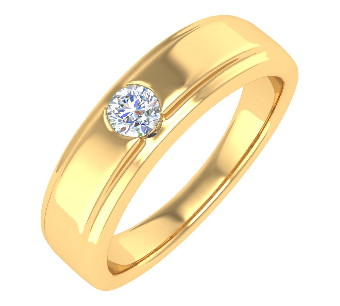 Gold Channel Set Diamond Solitaire Wedding Band Ring (0.18 Carat) - IGI Certified
