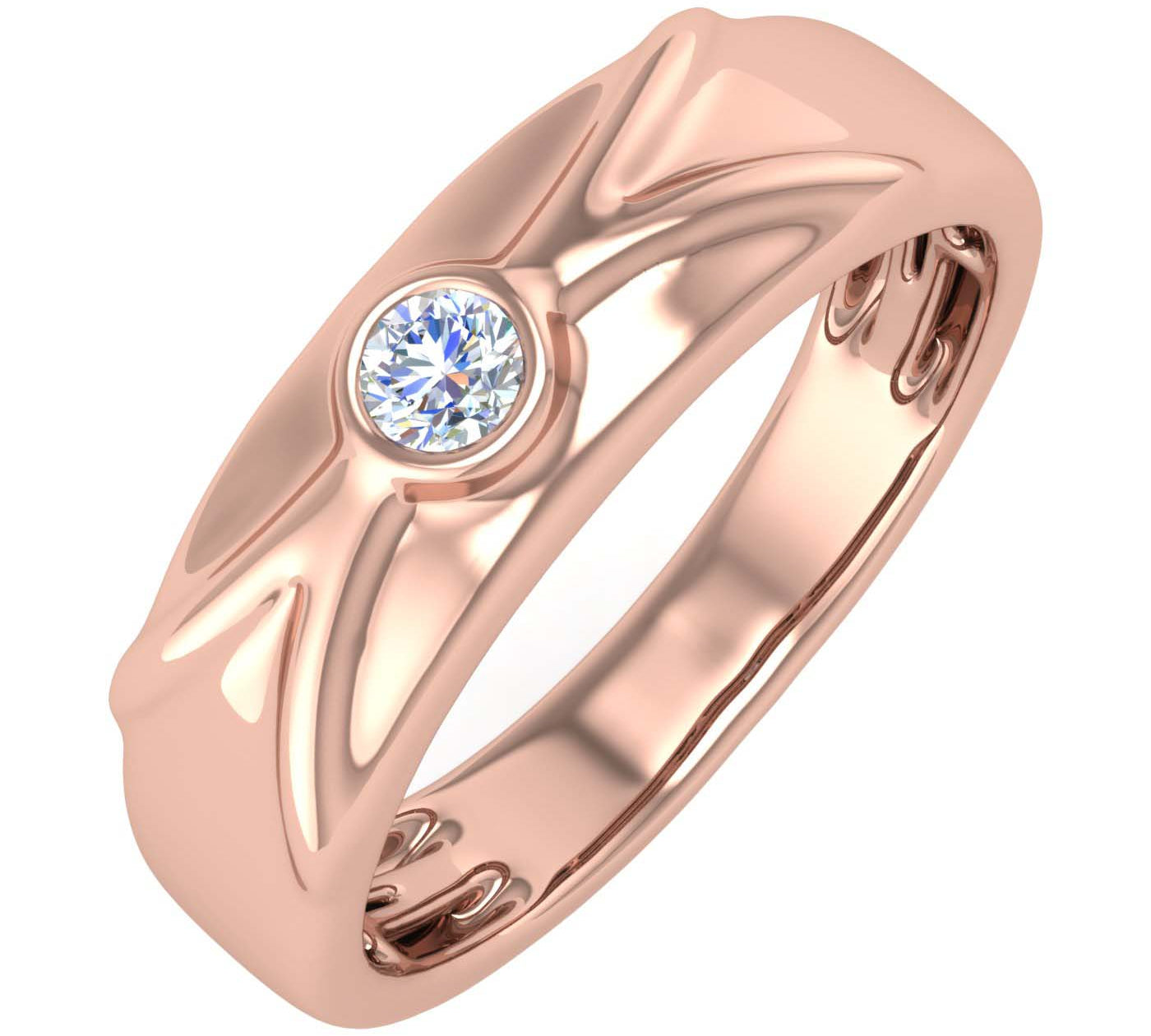 0.12 Carat Mens Diamond Solitaire Wedding Band Ring in Gold
