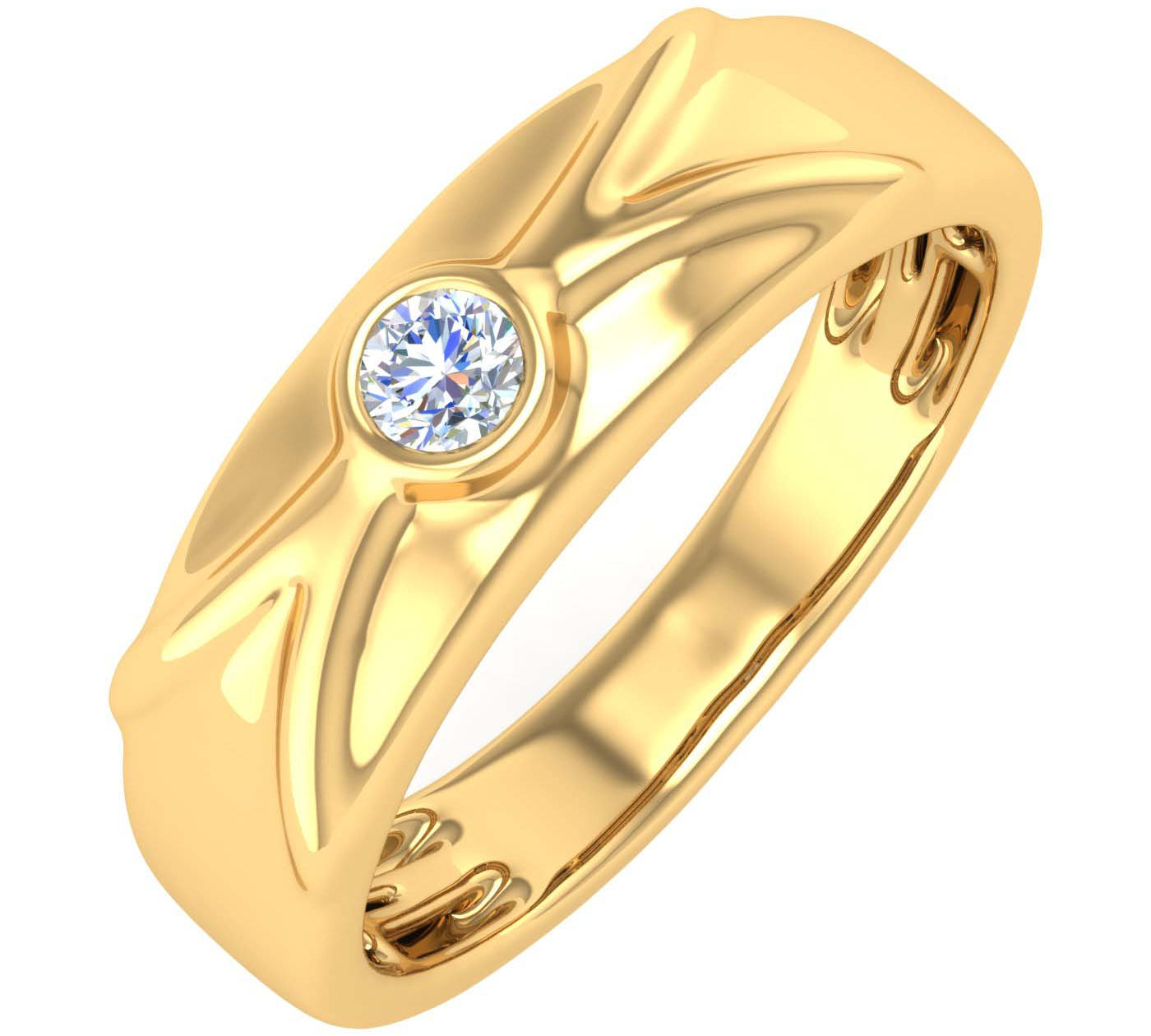 0.12 Carat Mens Diamond Solitaire Wedding Band Ring in Gold