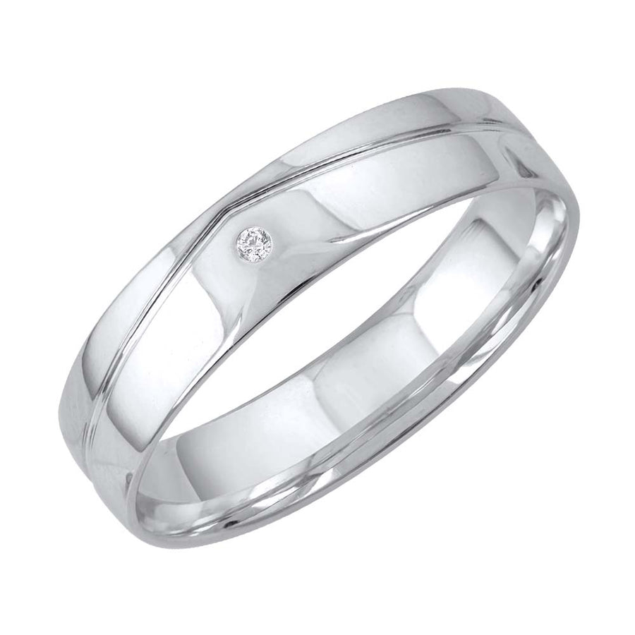 0.01 Carat Diamond Unisex Wedding Band Ring in Gold