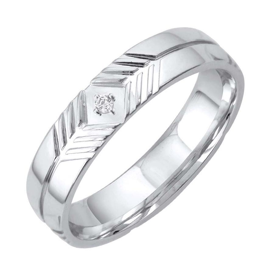 0.02 Carat Diamond Unisex Wedding Band Ring in Gold
