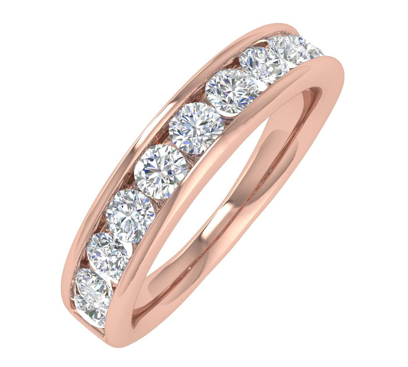 1 Carat Channel Set Diamond Wedding Band Ring in Gold - IGI Certified