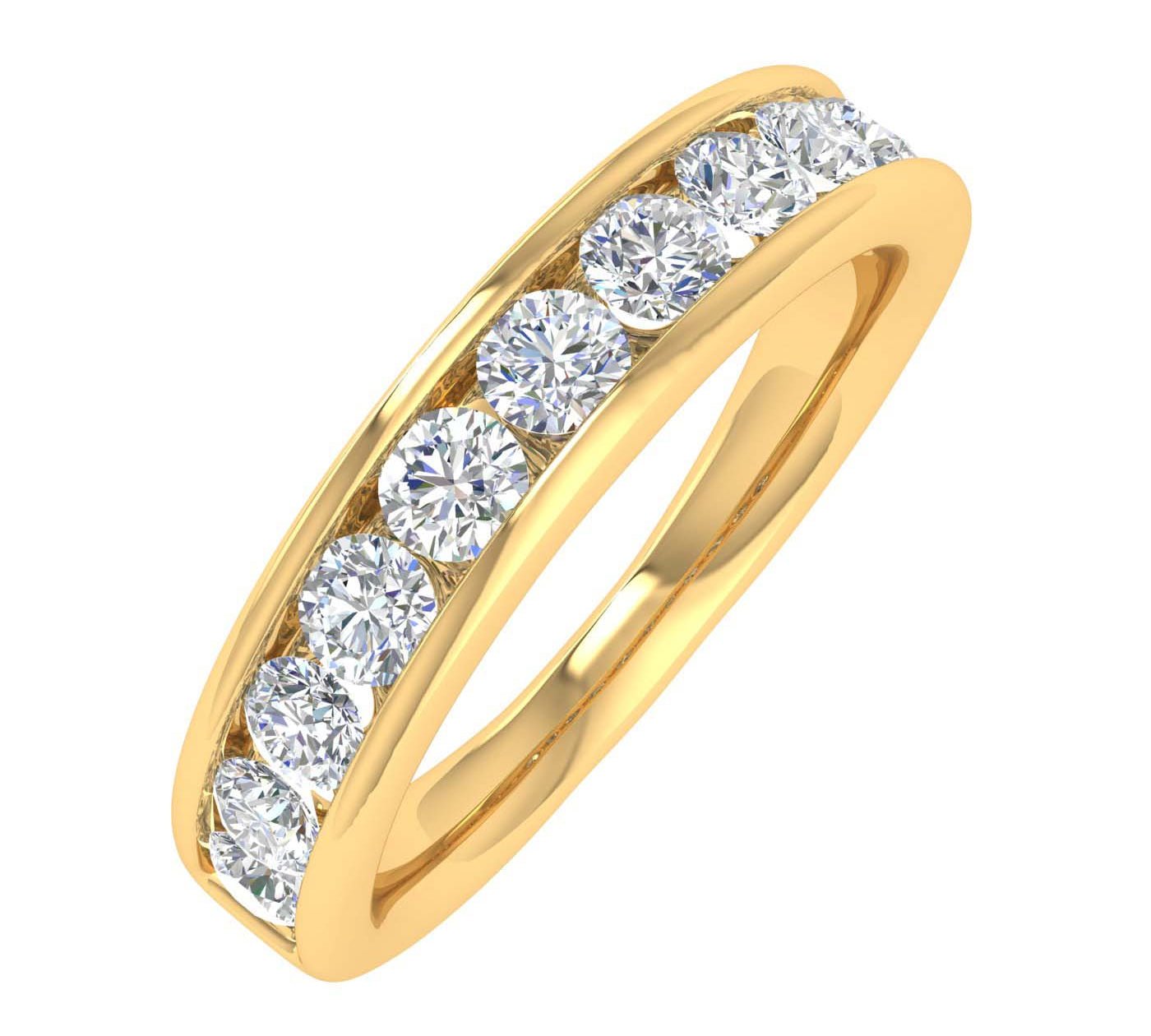 1 Carat Channel Set Diamond Wedding Band Ring in Gold - IGI Certified