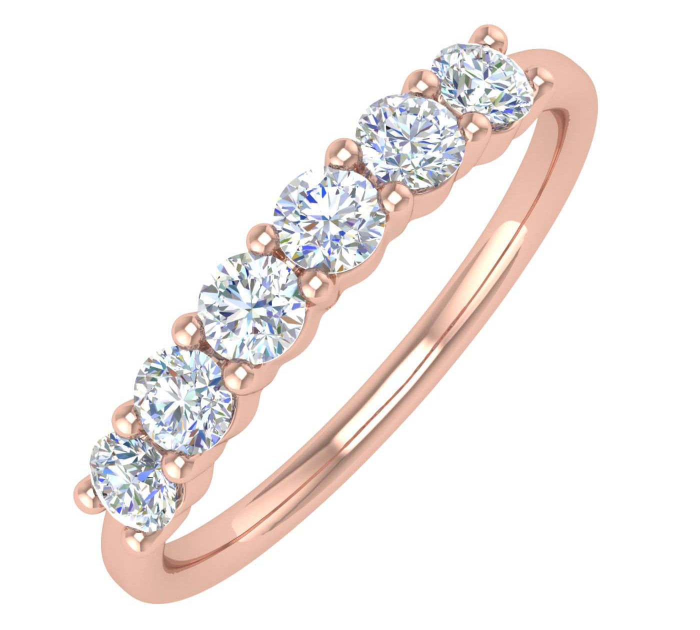 1/2 Carat 6-Stone Diamond Wedding Band Ring in Gold
