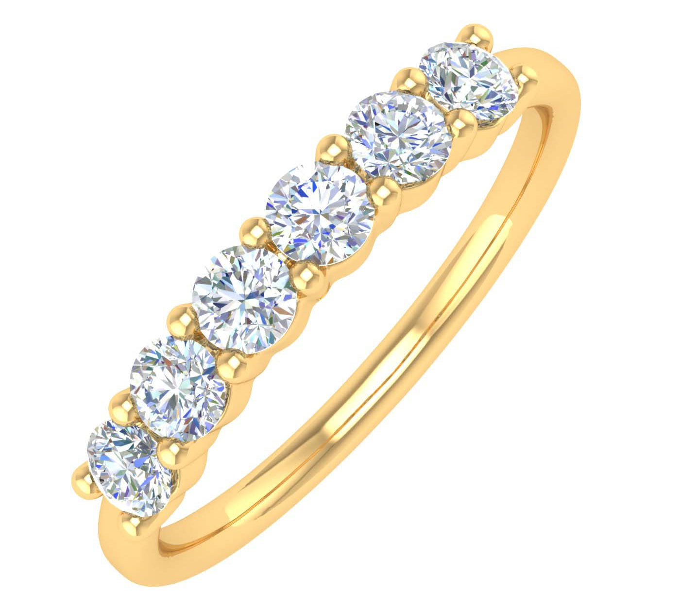 1/2 Carat 6-Stone Diamond Wedding Band Ring in Gold