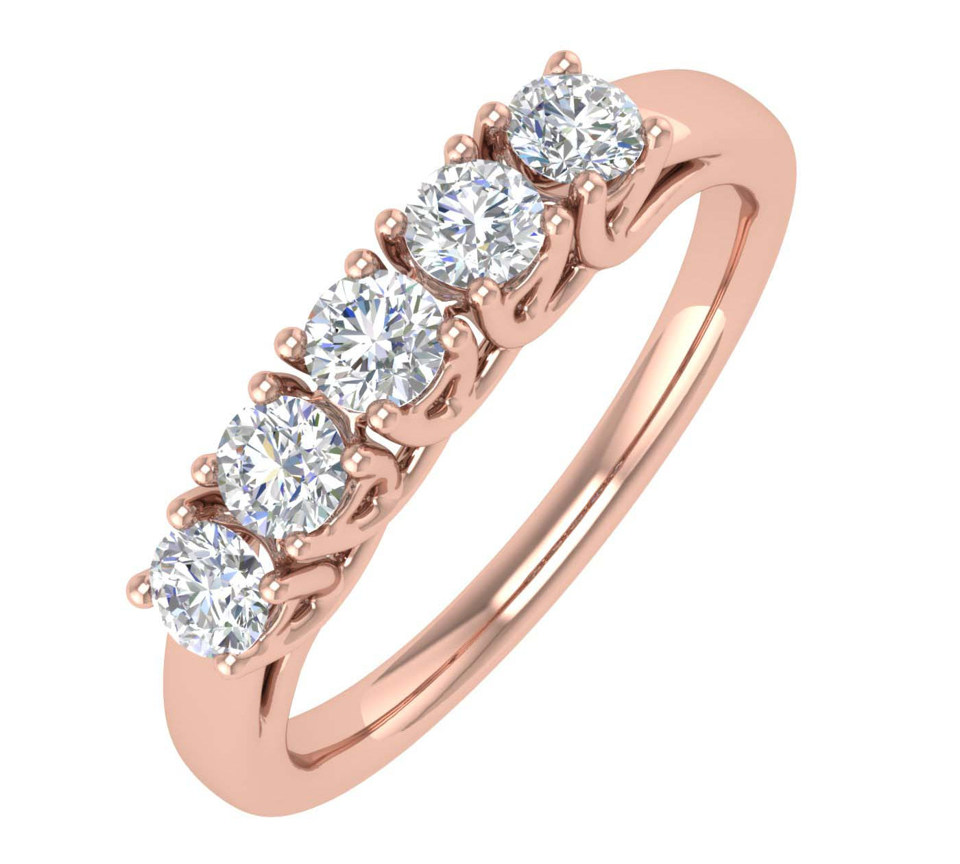 1/2 Carat 5-Stone Diamond Wedding Band Ring in Gold
