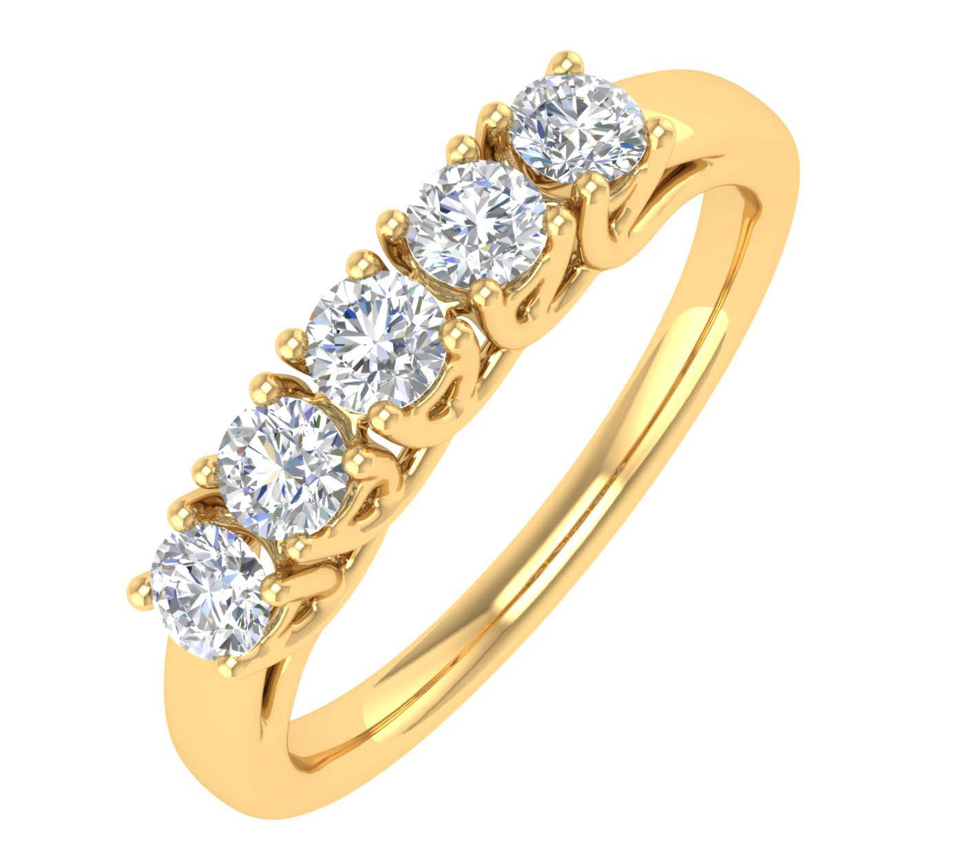 1/2 Carat 5-Stone Diamond Wedding Band Ring in Gold