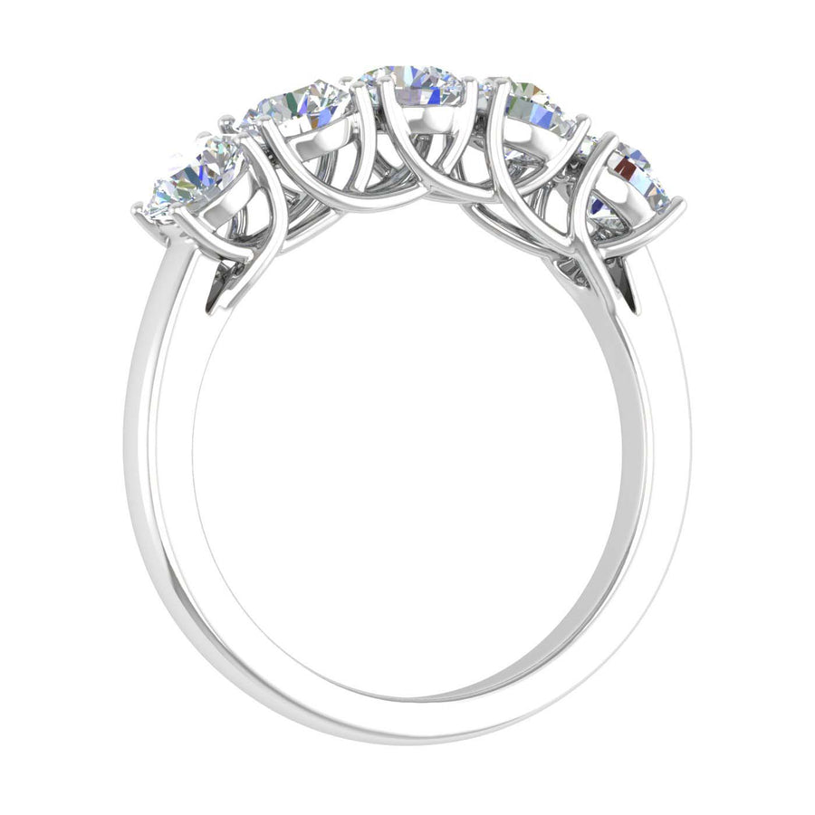 TwoBirch Wedding Ring - 0.5 Carat Sapphire and Diamond Five Stone Trellis  Set Wedding Ring in Rose Gold