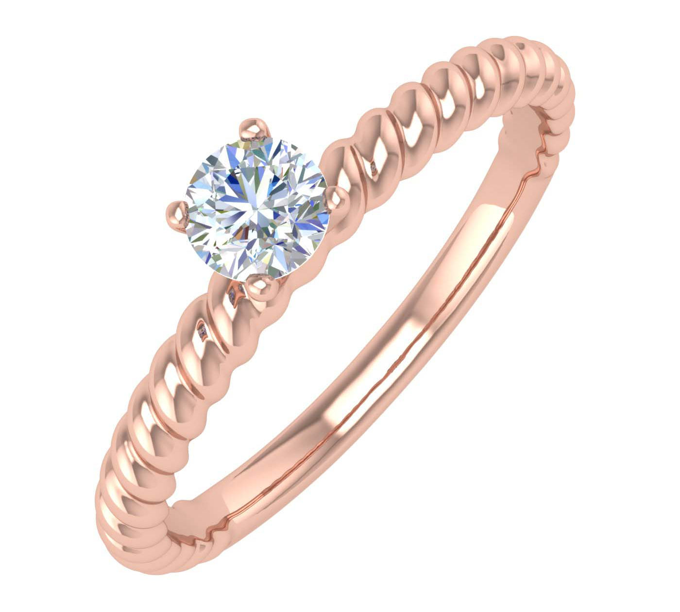 1/5 Carat Prong Set Solitaire Diamond Engagement Ring Band in Gold