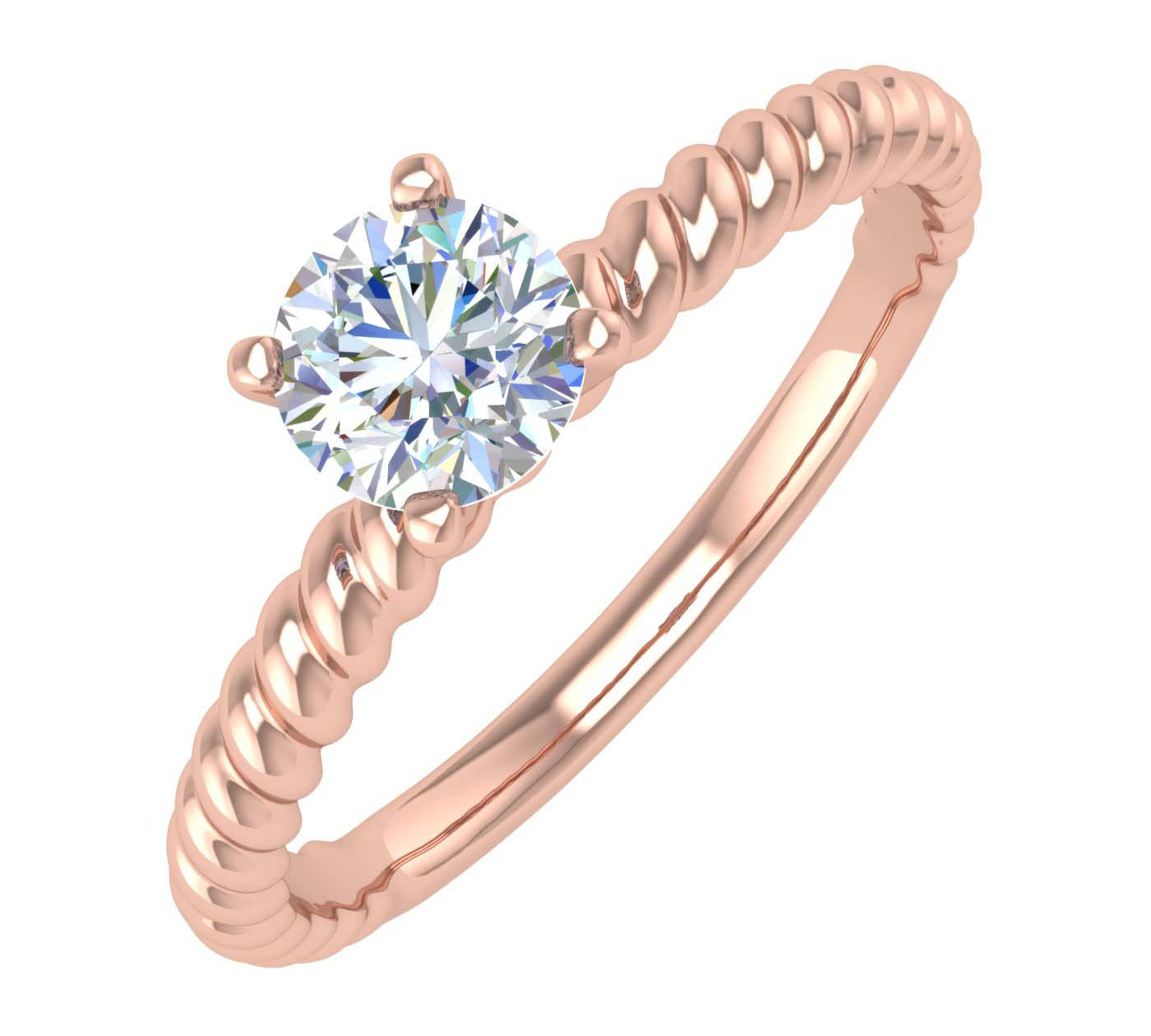 0.38 Carat Prong Set Solitaire Diamond Engagement Ring Band in Gold