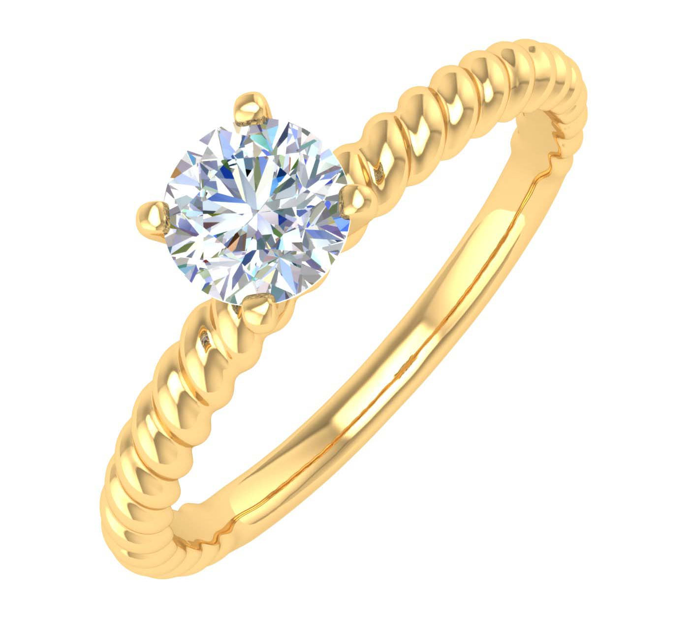 0.38 Carat Prong Set Solitaire Diamond Engagement Ring Band in Gold