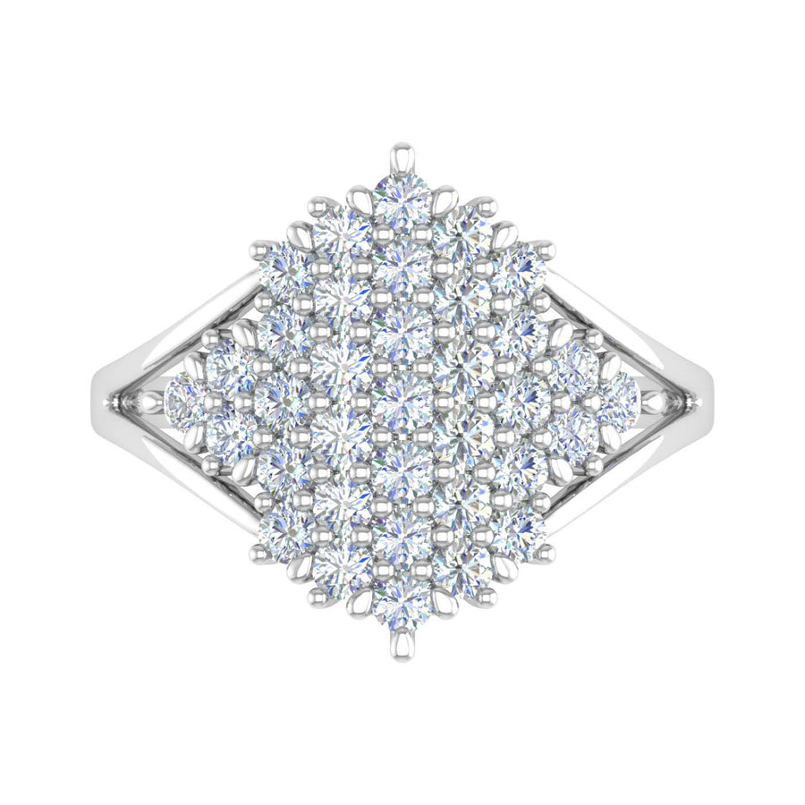 1 Carat Natural Diamond Cluster Ring Band in Gold