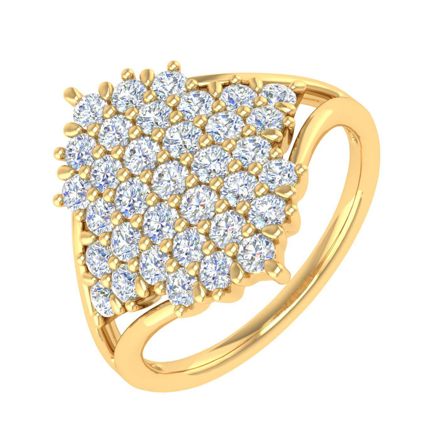 1 Carat Natural Diamond Cluster Ring Band in Gold