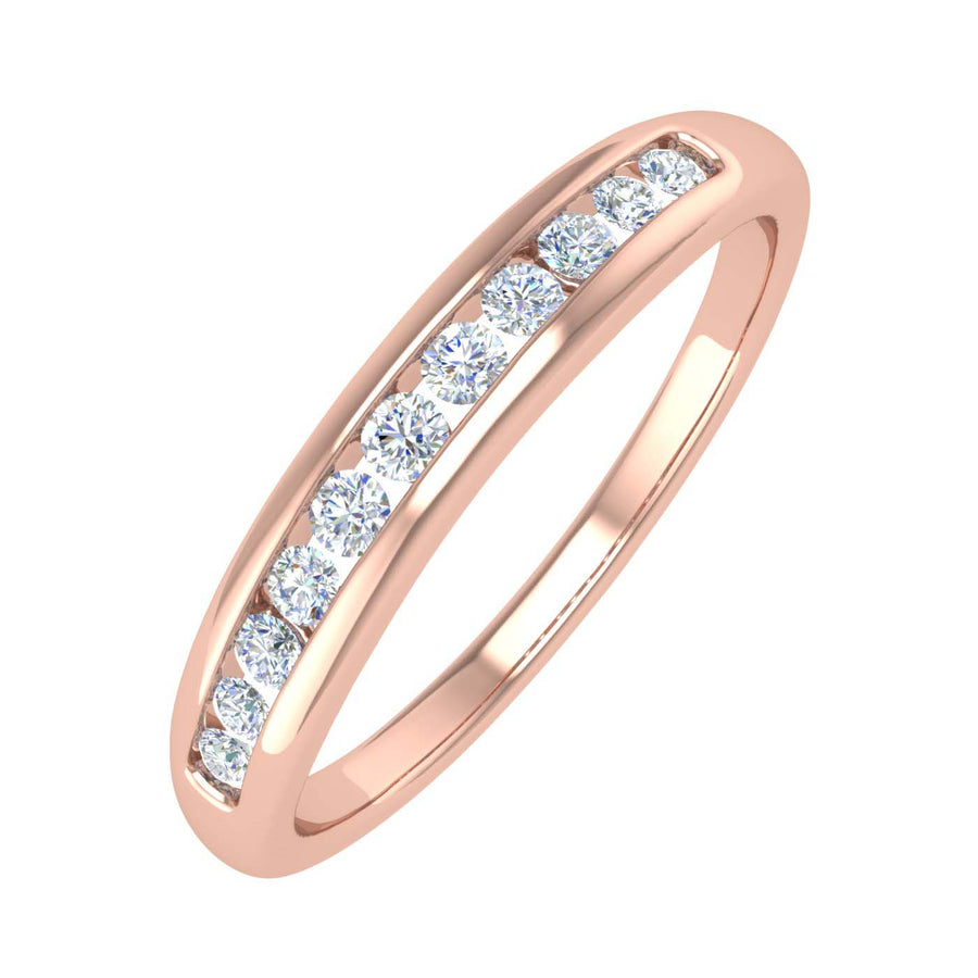 1/4 Carat Channel Set Round Diamond Wedding Band Ring in Gold - IGI Certified