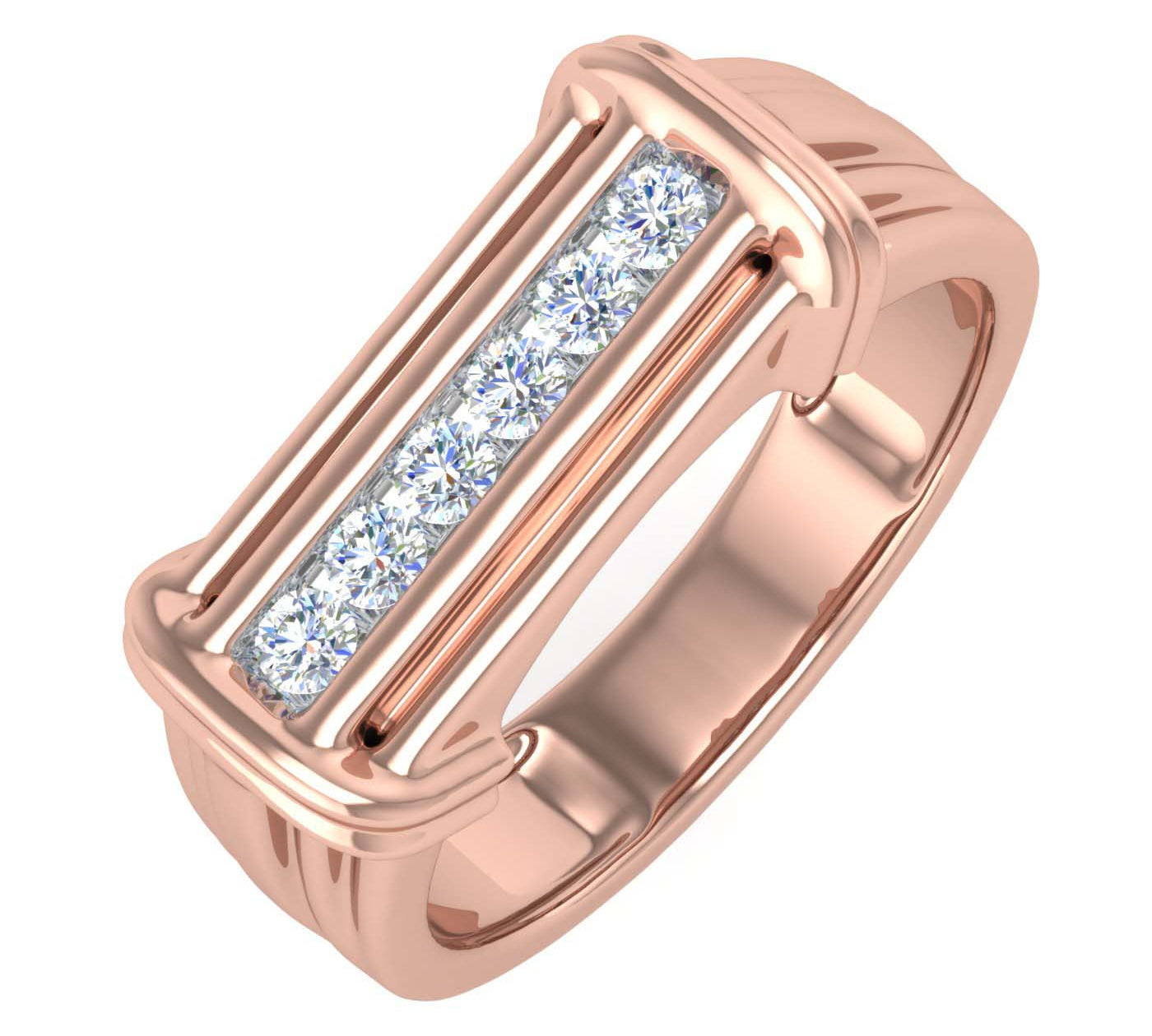 1/4 Carat (ctw) Nick Set 6-Stone MensDiamond Wedding Band Ring in Gold