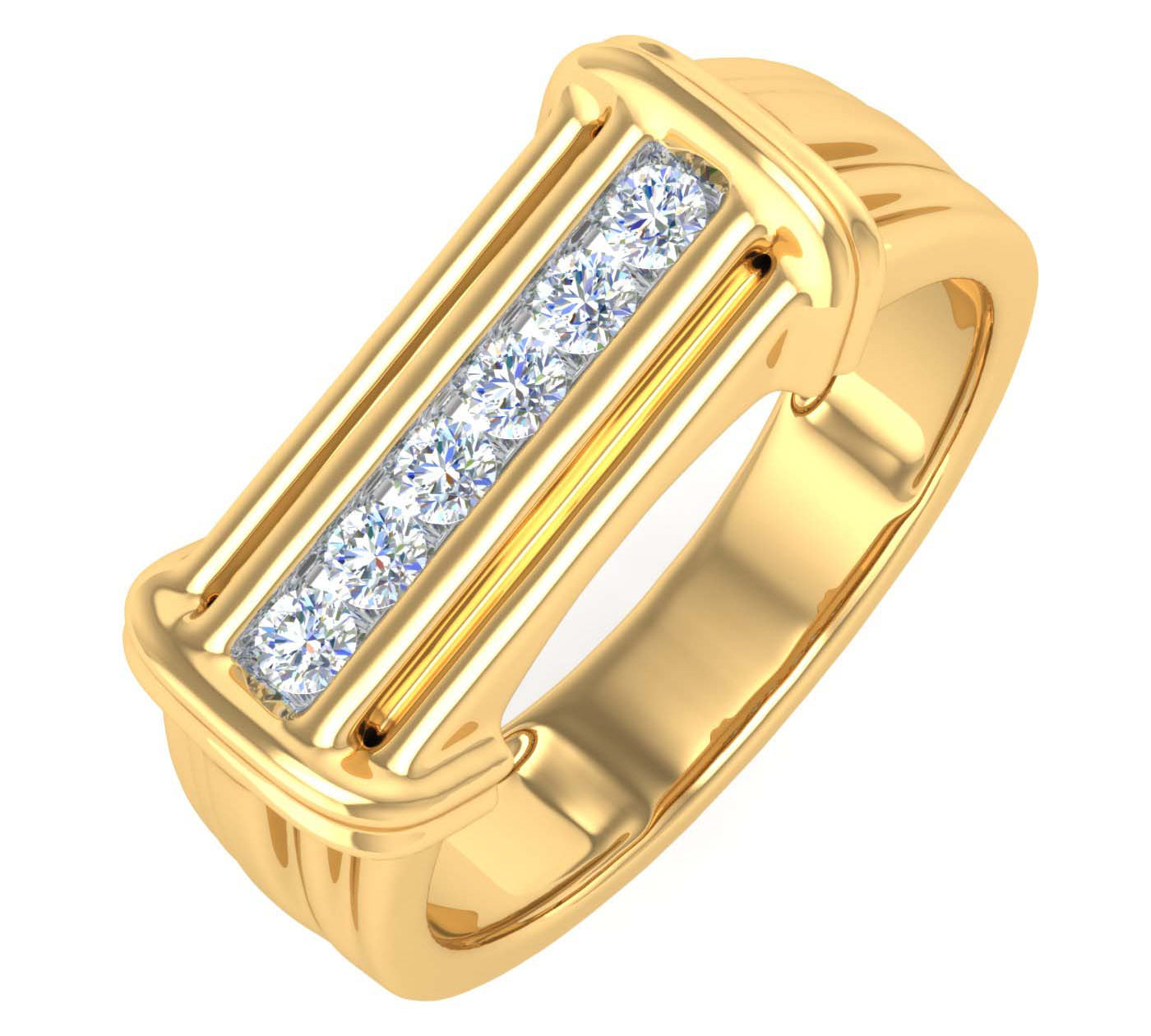 1/4 Carat (ctw) Nick Set 6-Stone MensDiamond Wedding Band Ring in Gold