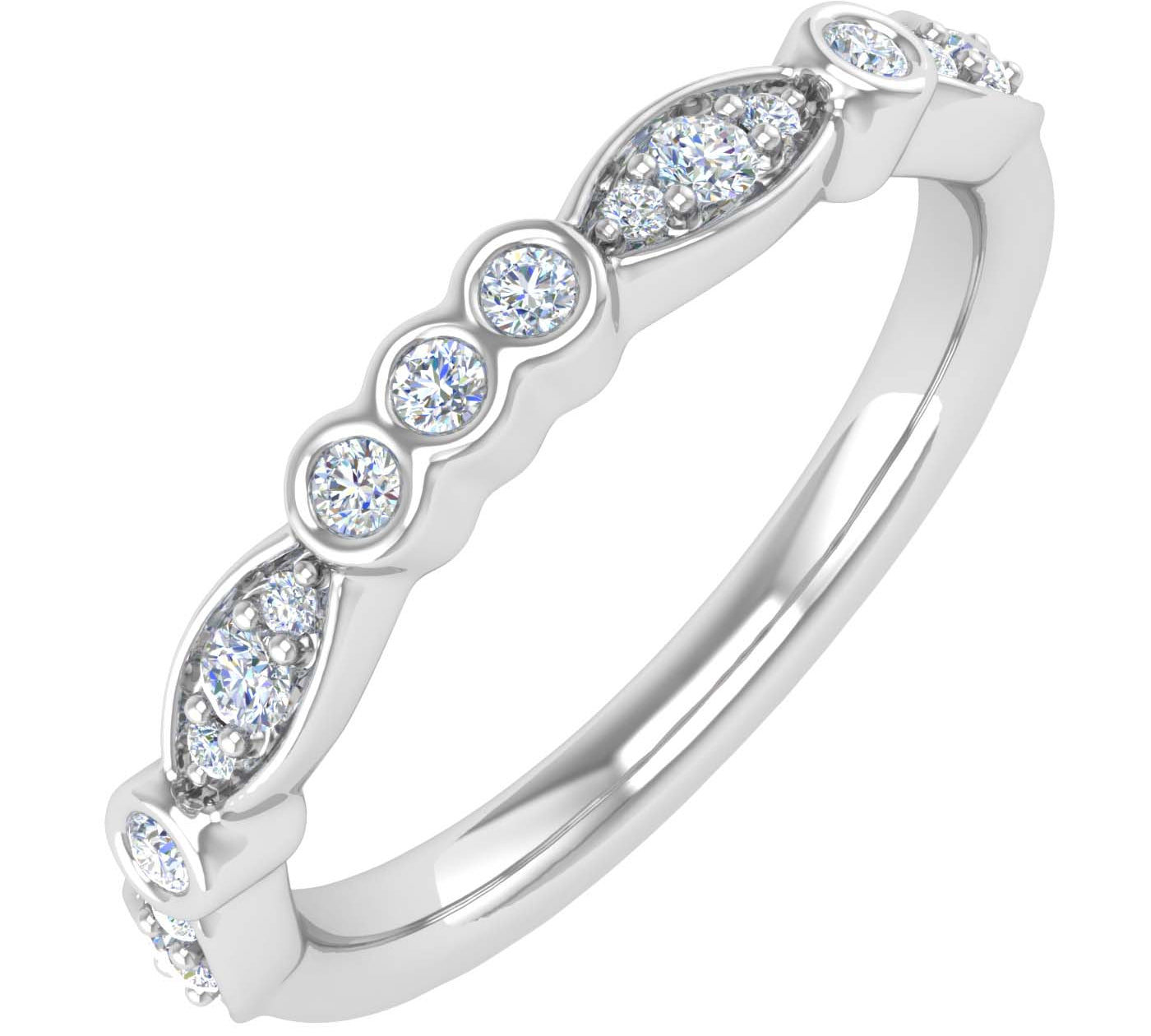 1/5 Carat Diamond Wedding Band Ring in White Gold