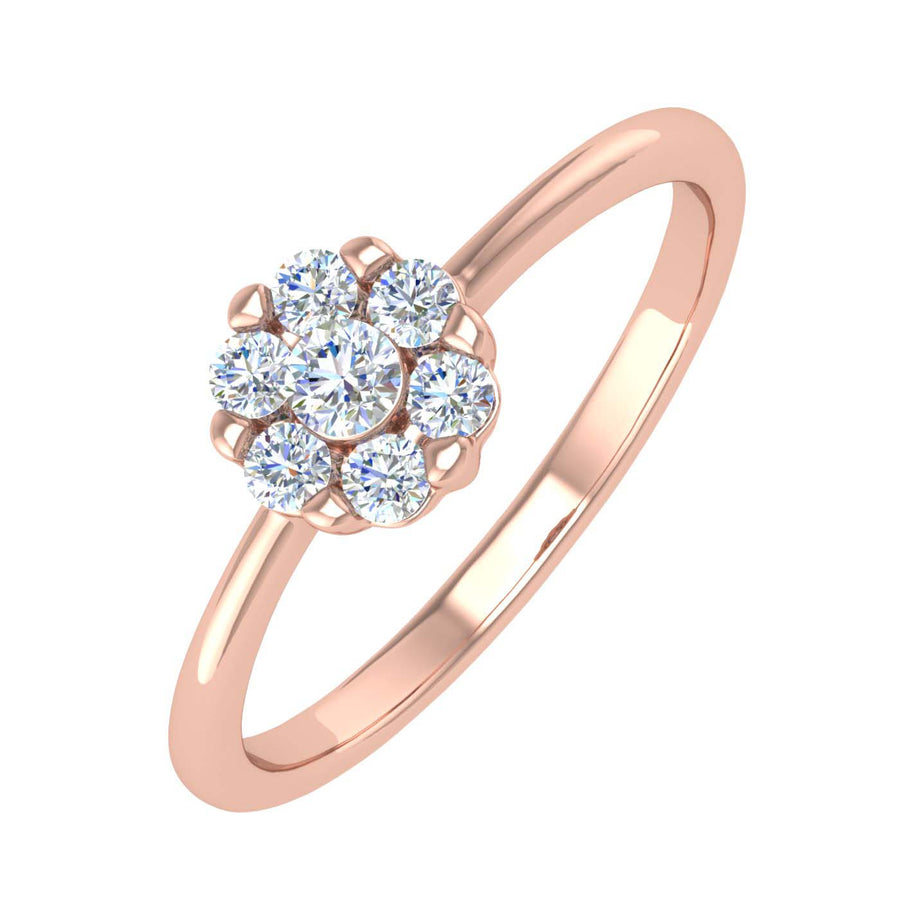 1/3 Carat Diamond Cluster Engagement Ring Band in Gold