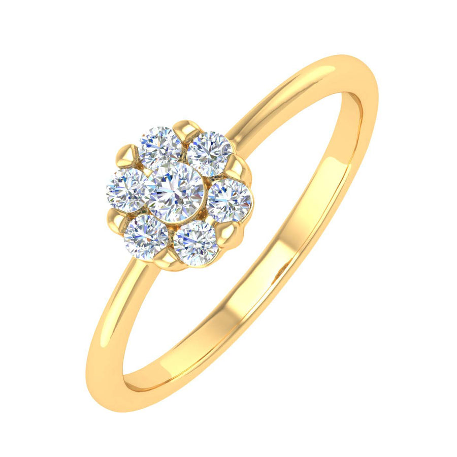 1/3 Carat Diamond Cluster Engagement Ring Band in Gold