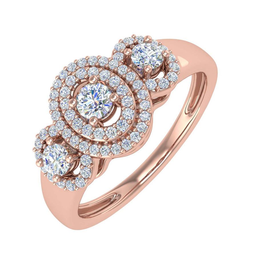 1/3 Carat Halo Diamond Engagement Ring in Gold - IGI Certified