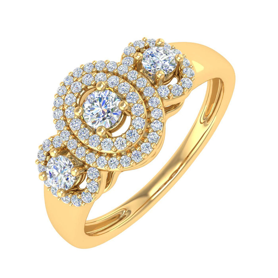 1/3 Carat Halo Diamond Engagement Ring in Gold