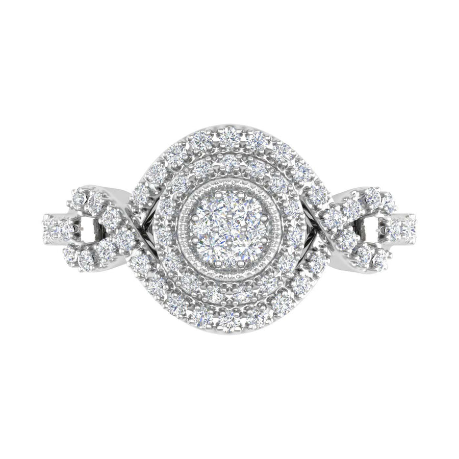 3/8 Carat Prong Set Diamond Twisted Halo Engagement Ring in Gold - IGI Certified