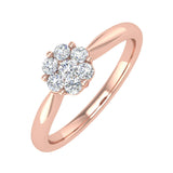 1/4 Carat Prong Set Diamond Cluster Ring Band in Gold - IGI Certified