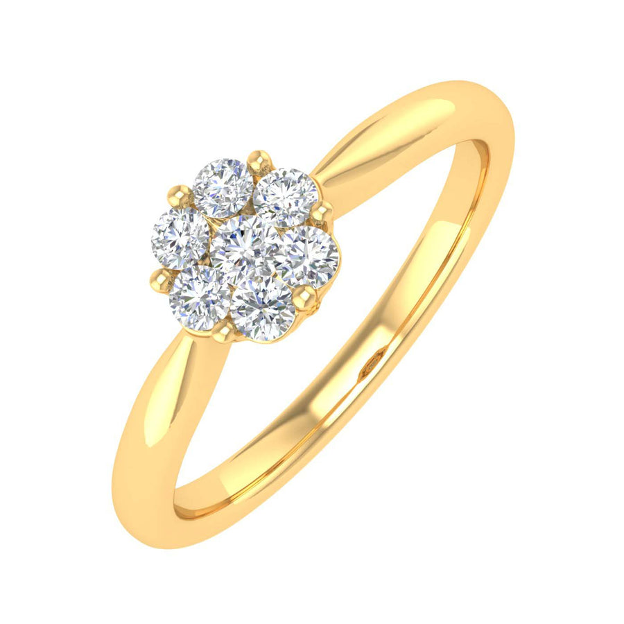 1/4 Carat Prong Set Diamond Cluster Ring Band in Gold - IGI Certified