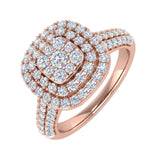1 Carat Cushion Shape Halo Diamond Engagement Ring in Gold - IGI Certified