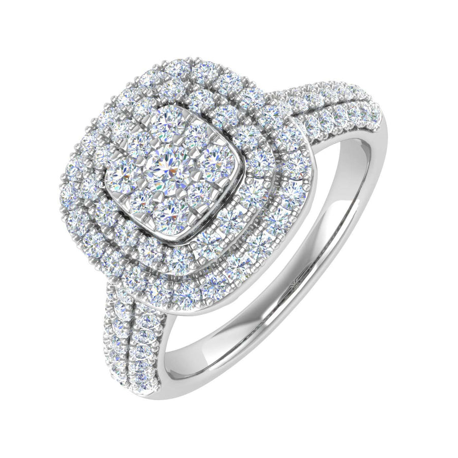 1 Carat Cushion Shape Halo Diamond Engagement Ring in Gold - IGI Certified