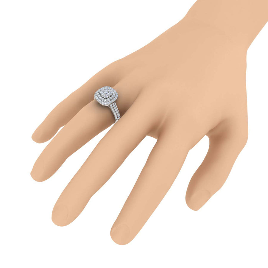 1 Carat Cushion Shape Halo Diamond Engagement Ring in Gold